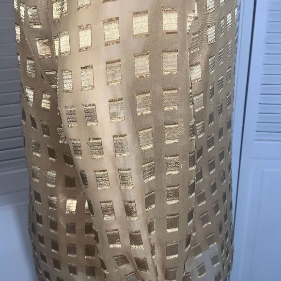 Vintage 90’s Gold Sheer Long Sleeve Button Down Shirt with Matching Gold Sleevel - Picture 9 of 13